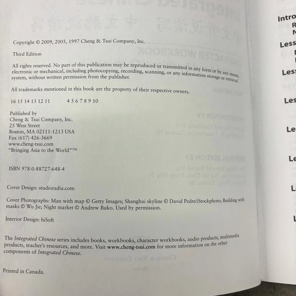 Integrated Chinese Level 1 Part 1 Character Workbook 3rd Ed Cheng & Tsui